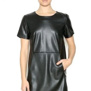 Black faux leather dress with pockets